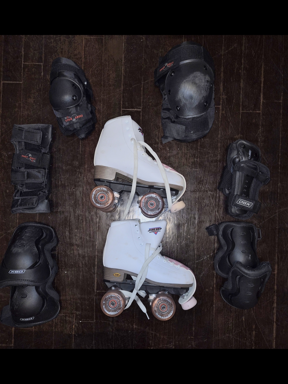 Suregrip international quad Roller skates w/ Pink Accents + Protective Gear